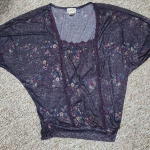 Sheer purple peasant top